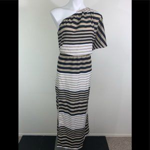 Mud Pie One Shoulder Flowy Striped Maxi - Sz Small